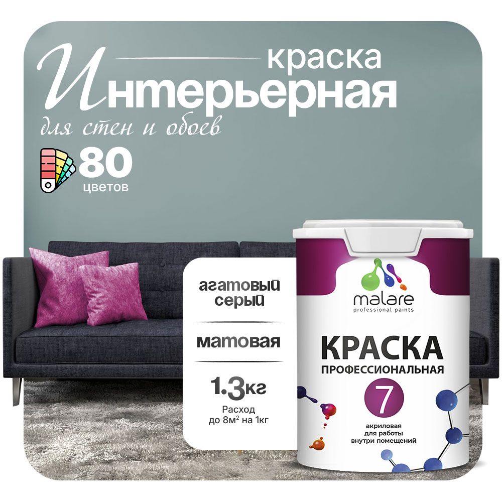 Акриловая краска для стен и обоев Malare ЕВРО 3