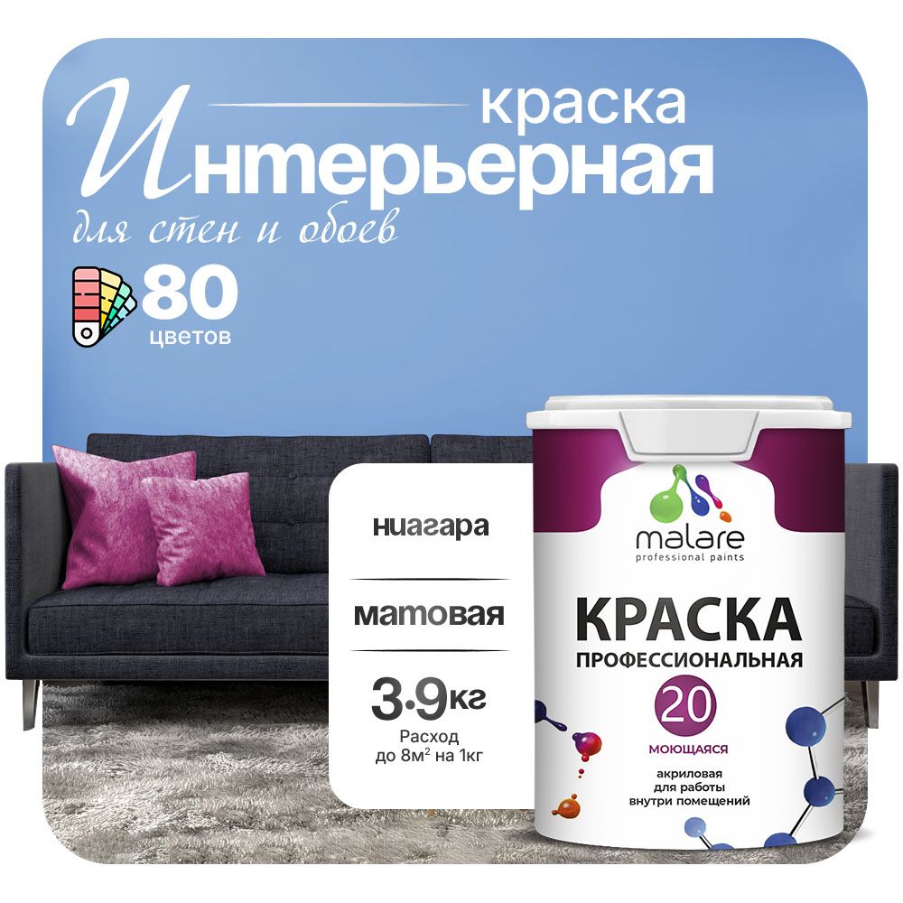Акриловая краска для стен и обоев Malare ЕВРО 20