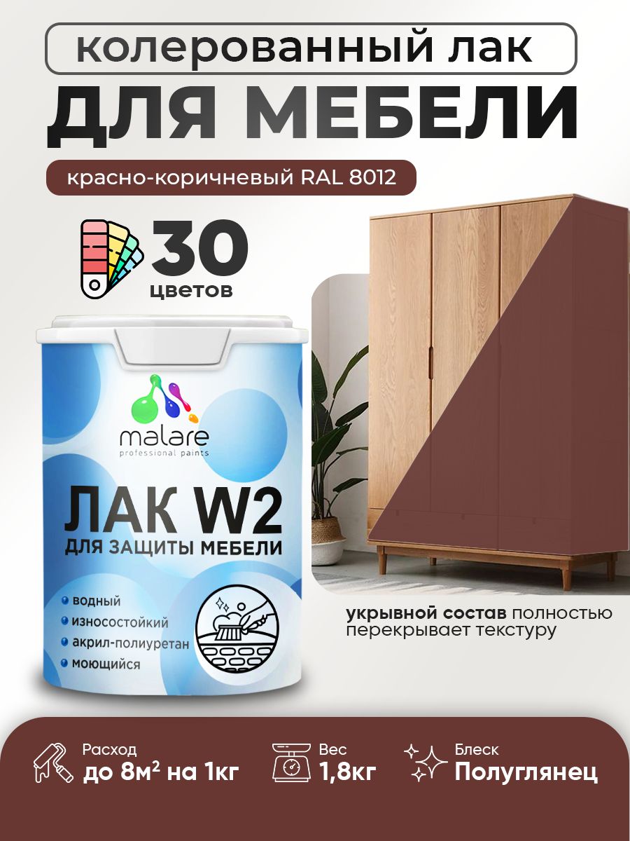 Акриловый водный колерованный лак для мебели и кухонных фасадов Malare W2