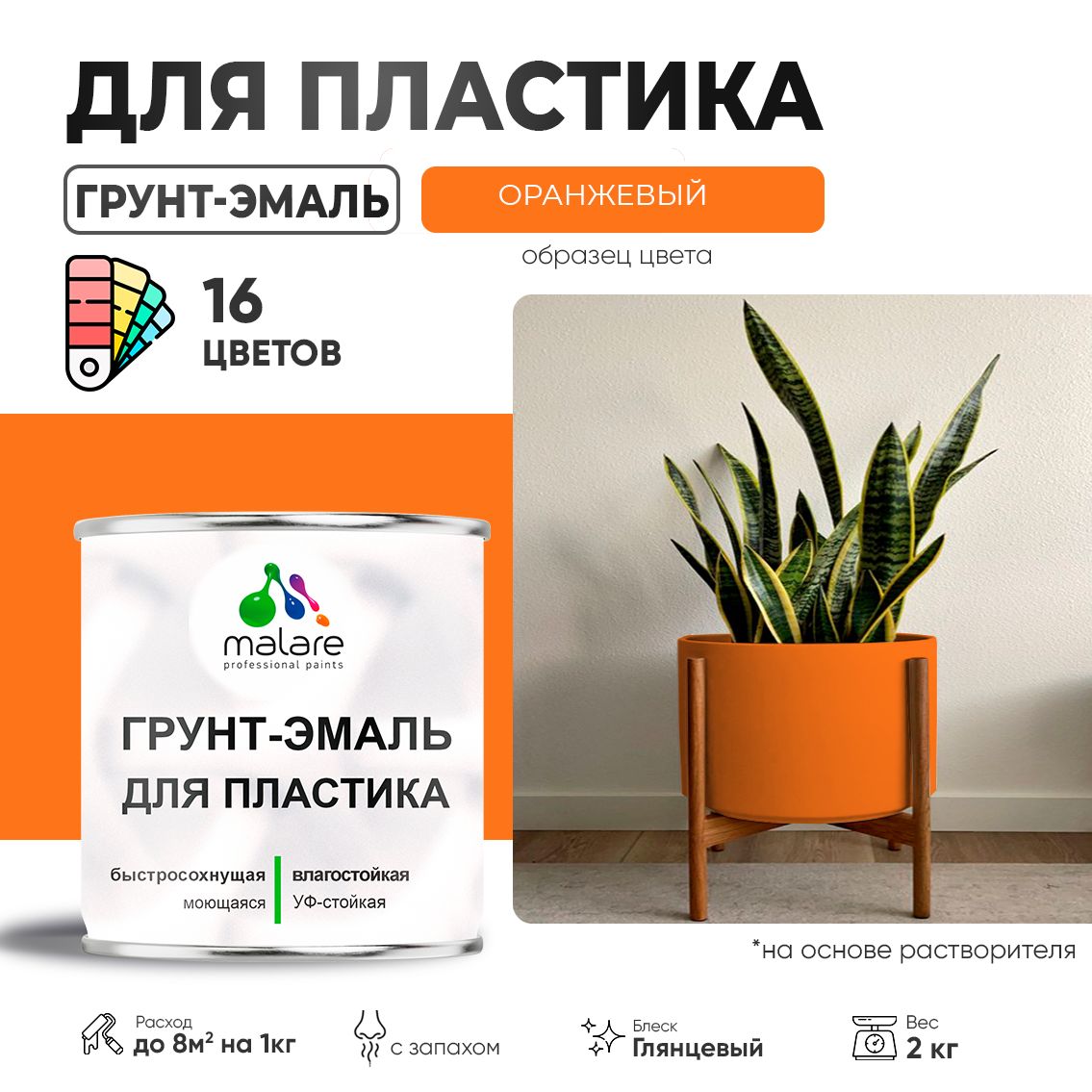 Акрилсополимерная грунт-эмаль 3 в 1 для пластиковых поверхностей Malare