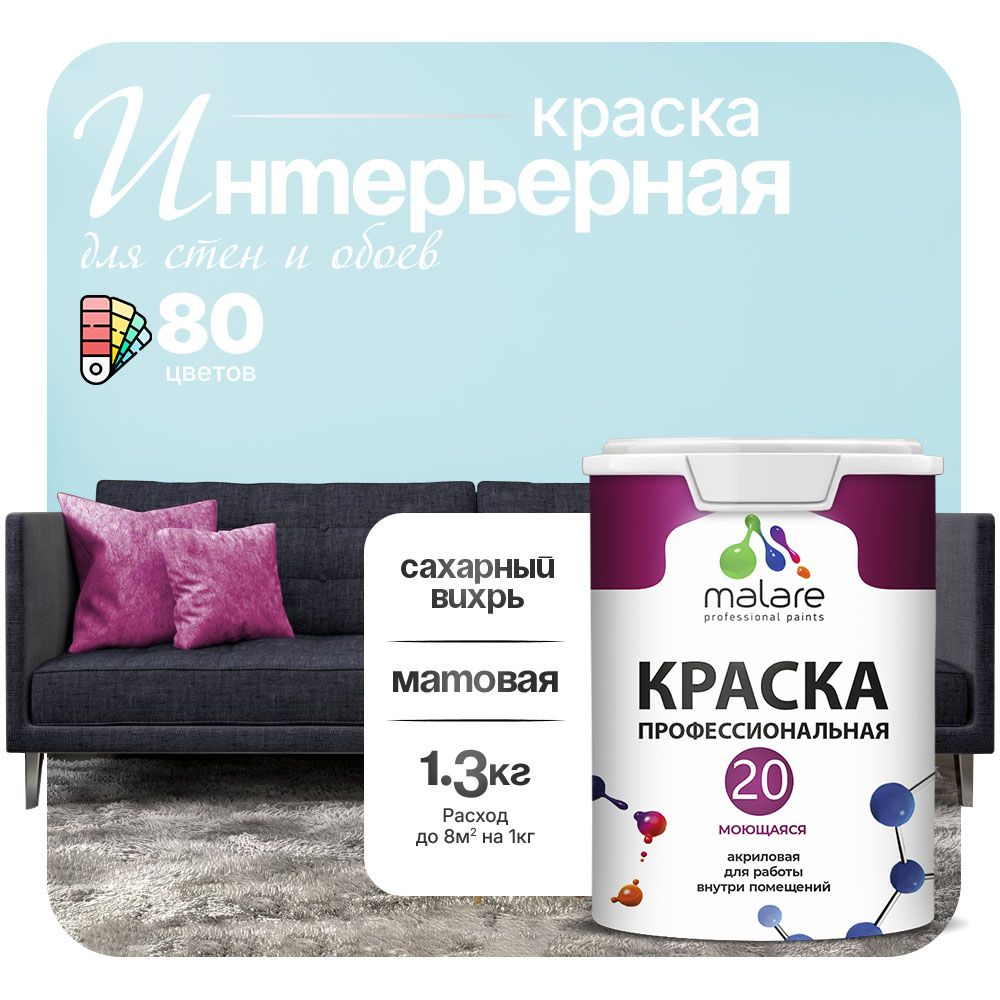 Акриловая краска для стен и обоев Malare ЕВРО 20