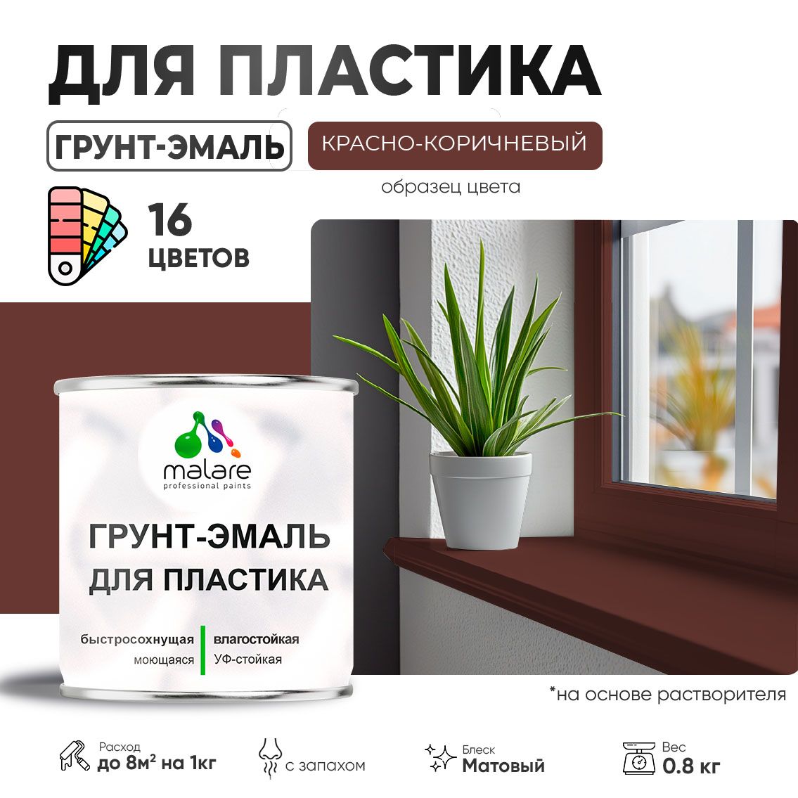 Акрилсополимерная грунт-эмаль 3 в 1 для пластиковых поверхностей Malare
