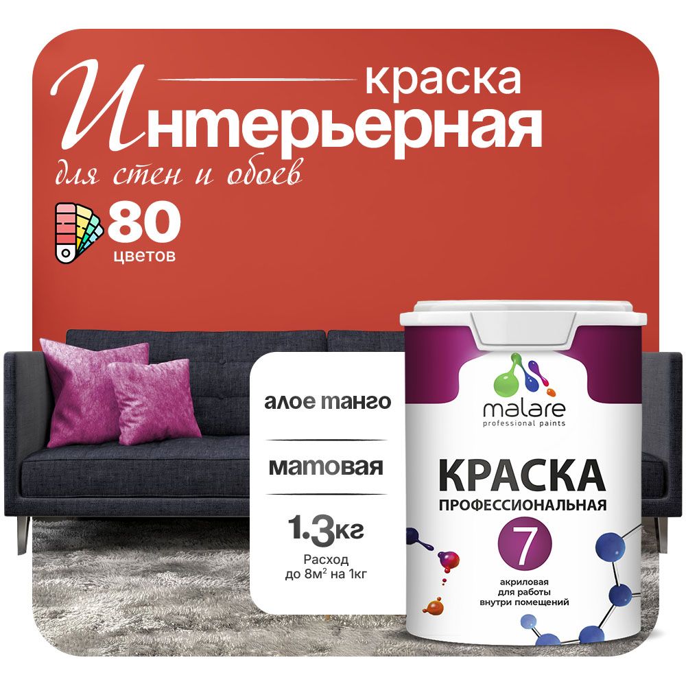 Акриловая краска для стен и обоев Malare ЕВРО 3