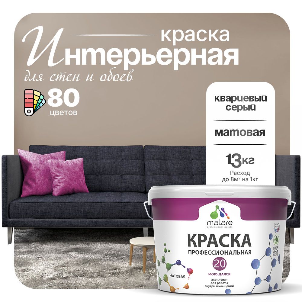 Акриловая краска для стен и обоев Malare ЕВРО 20