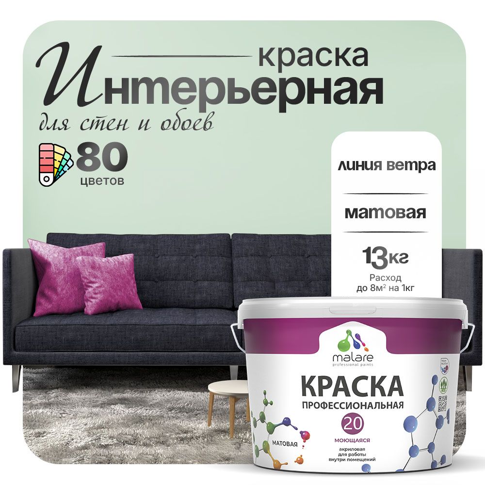 Акриловая краска для стен и обоев Malare ЕВРО 20