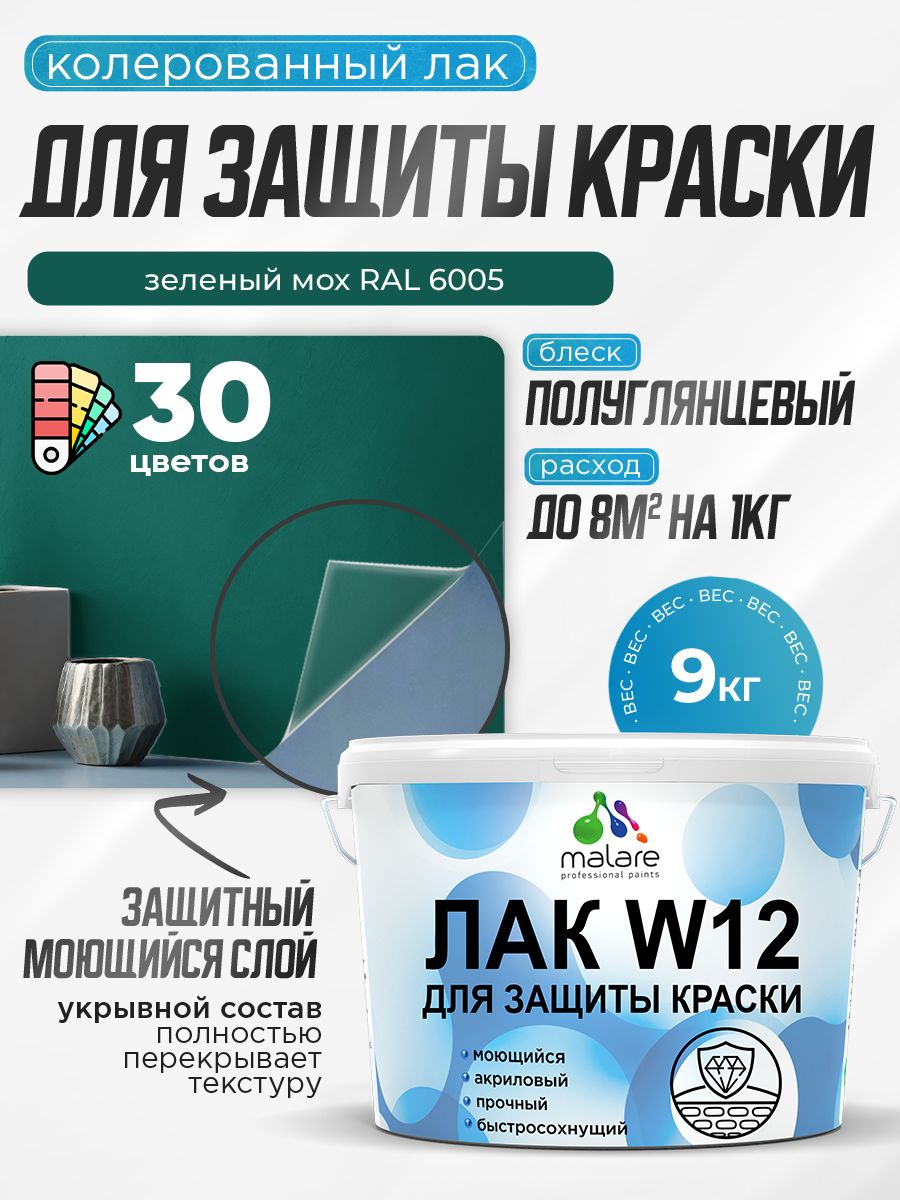 Акриловый водный колерованный лак для защиты краски Malare W12