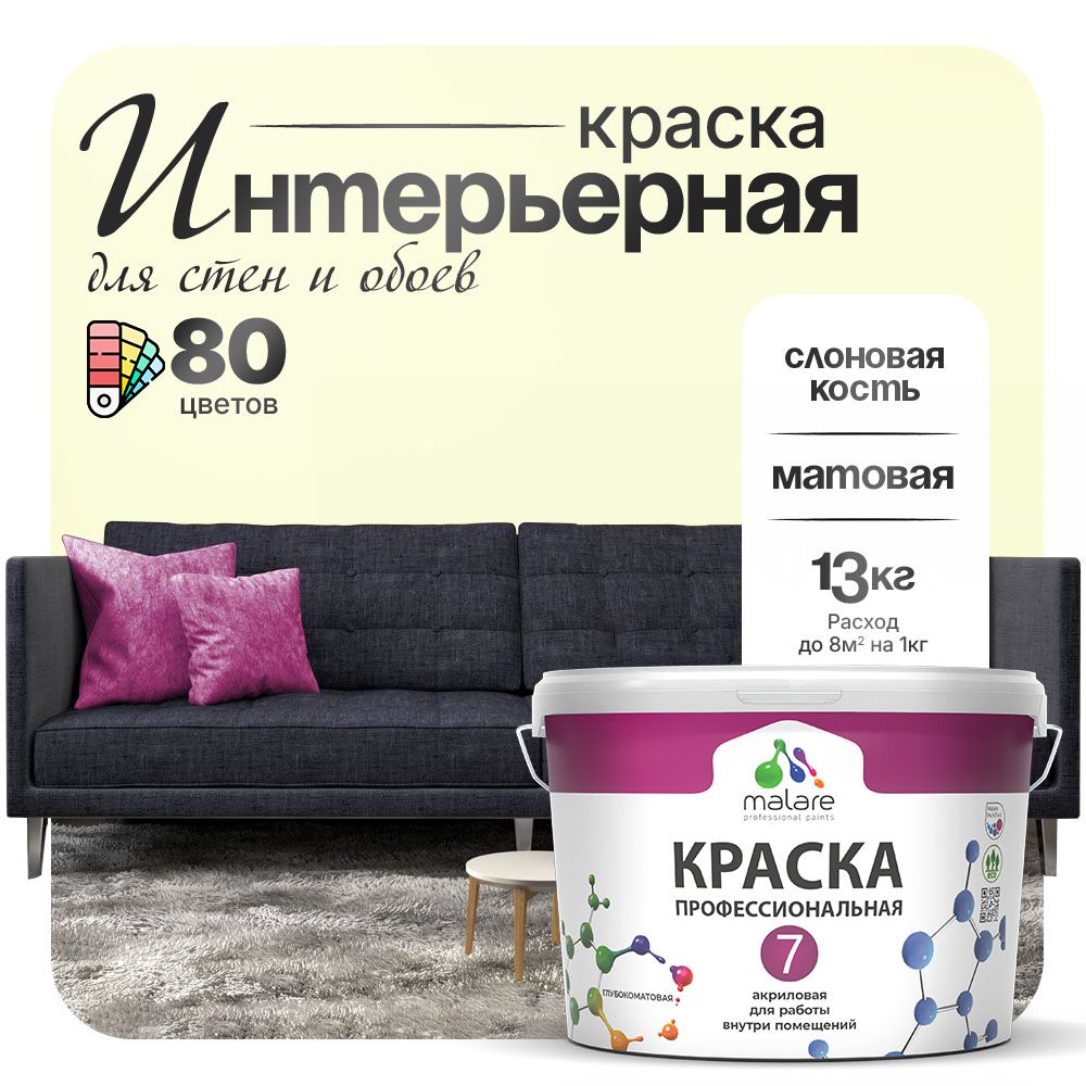 Акриловая краска для стен и обоев Malare ЕВРО 3