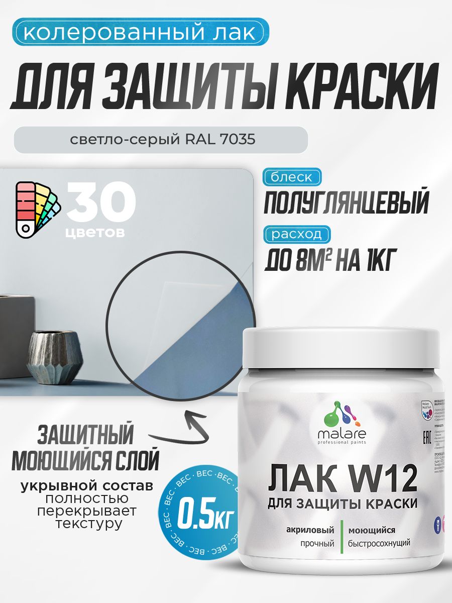 Акриловый водный колерованный лак для защиты краски Malare W12