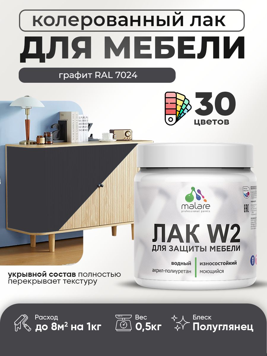 Акриловый водный колерованный лак для мебели и кухонных фасадов Malare W2