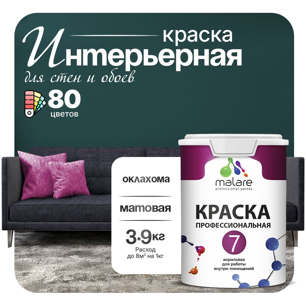 Акриловая краска для стен и обоев Malare ЕВРО 3