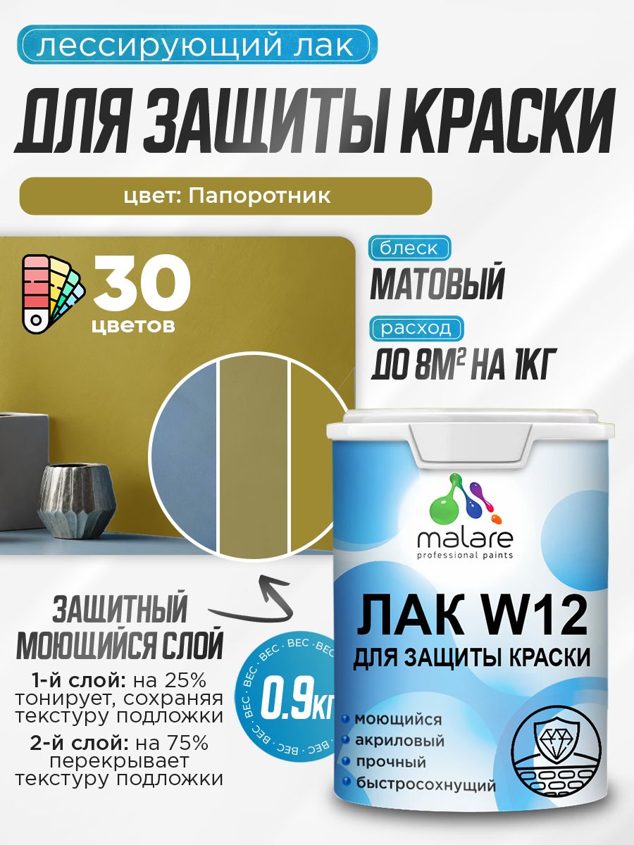 Акриловый водный колерованный лак для защиты краски Malare W12