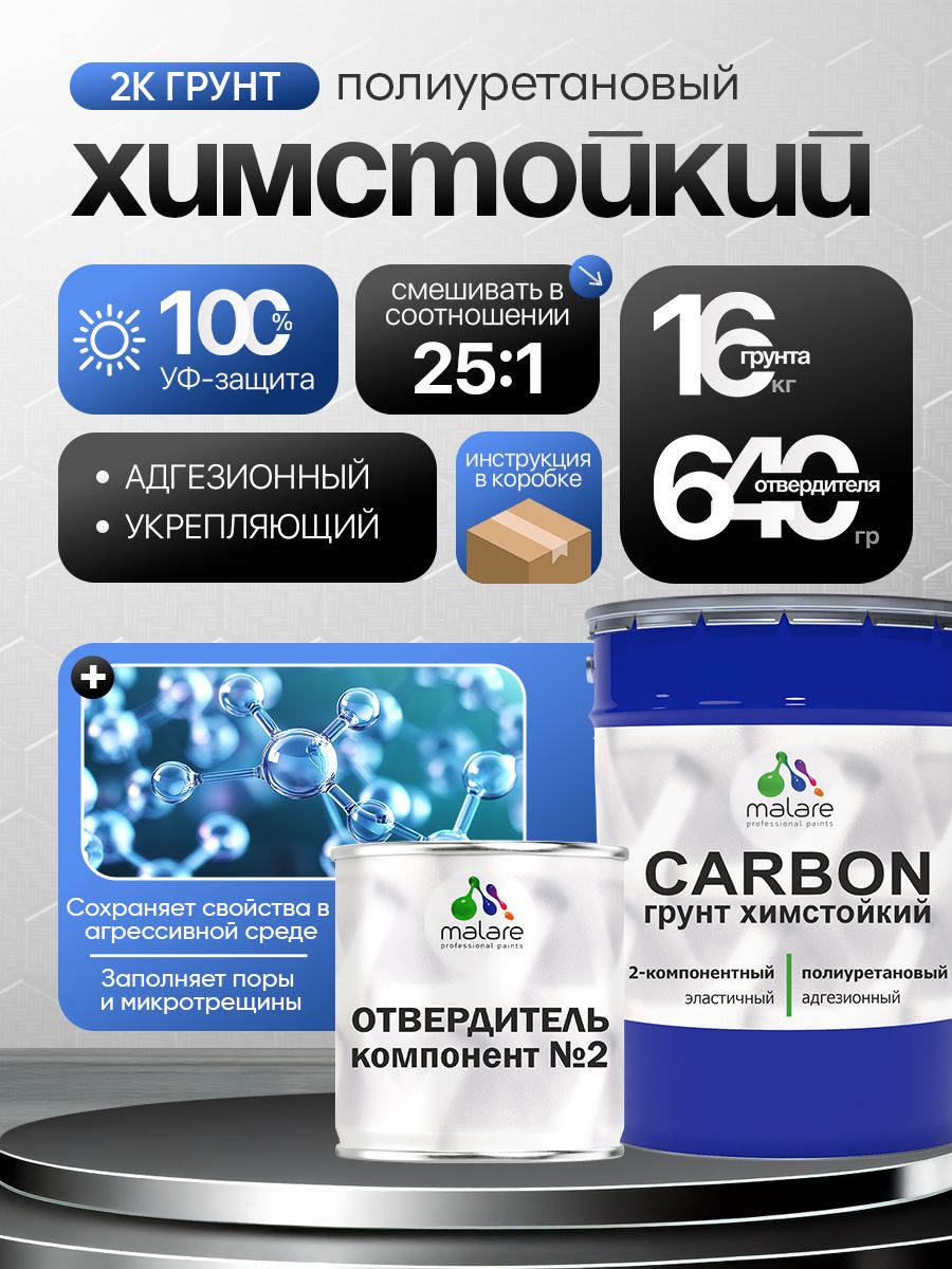 Полиуретановый универсальный химстойкий грунт Malare CARBON