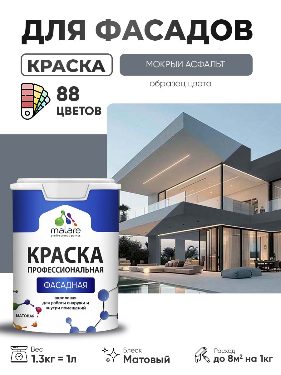 Акриловая фасадная профессиональная краска Malare