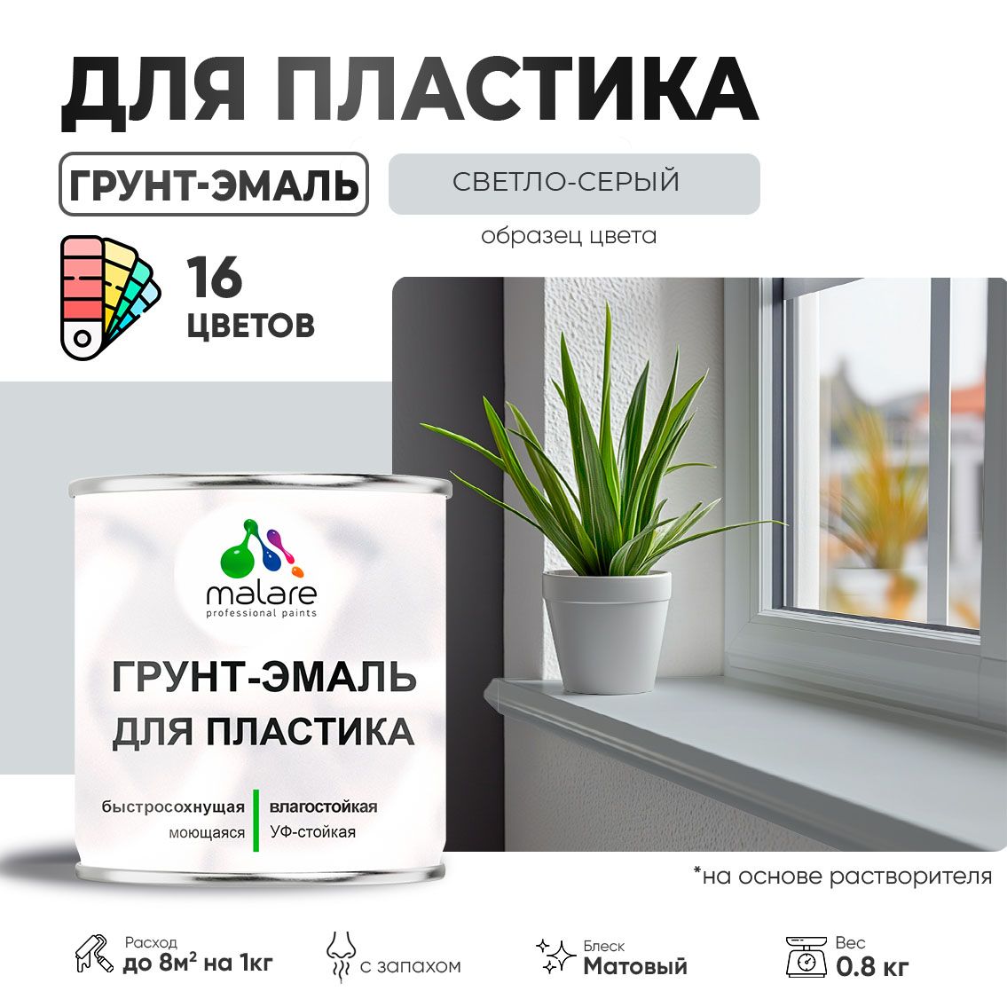 Акрилсополимерная грунт-эмаль 3 в 1 для пластиковых поверхностей Malare
