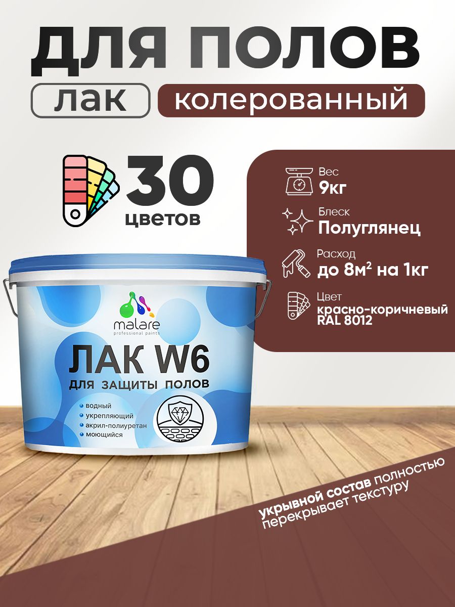 Акриловый водный колерованный лак для пола Malare W6