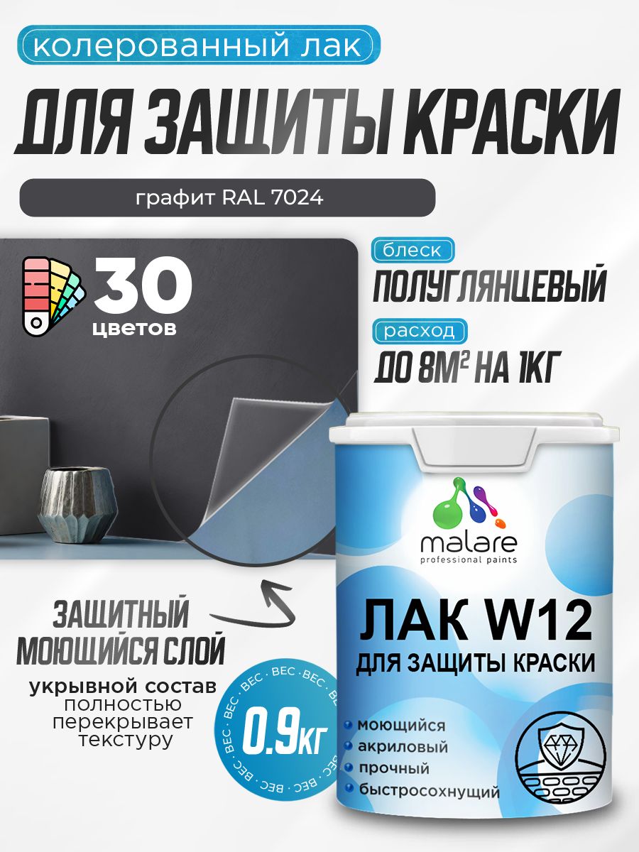 Акриловый водный колерованный лак для защиты краски Malare W12