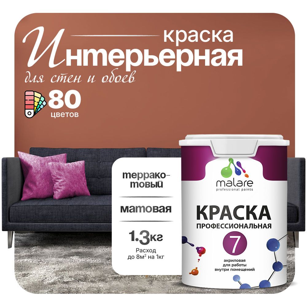 Акриловая краска для стен и обоев Malare ЕВРО 3