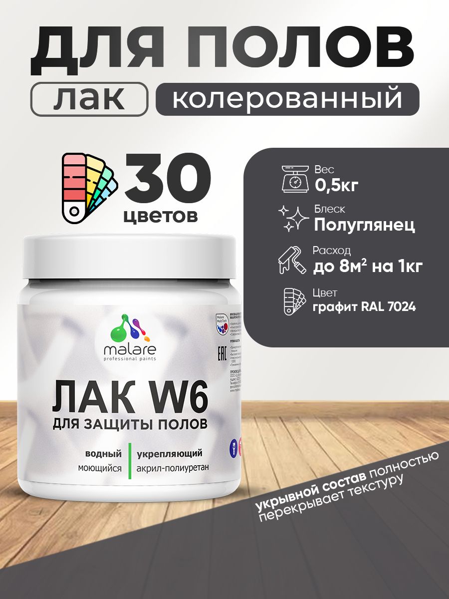 Акриловый водный колерованный лак для пола Malare W6