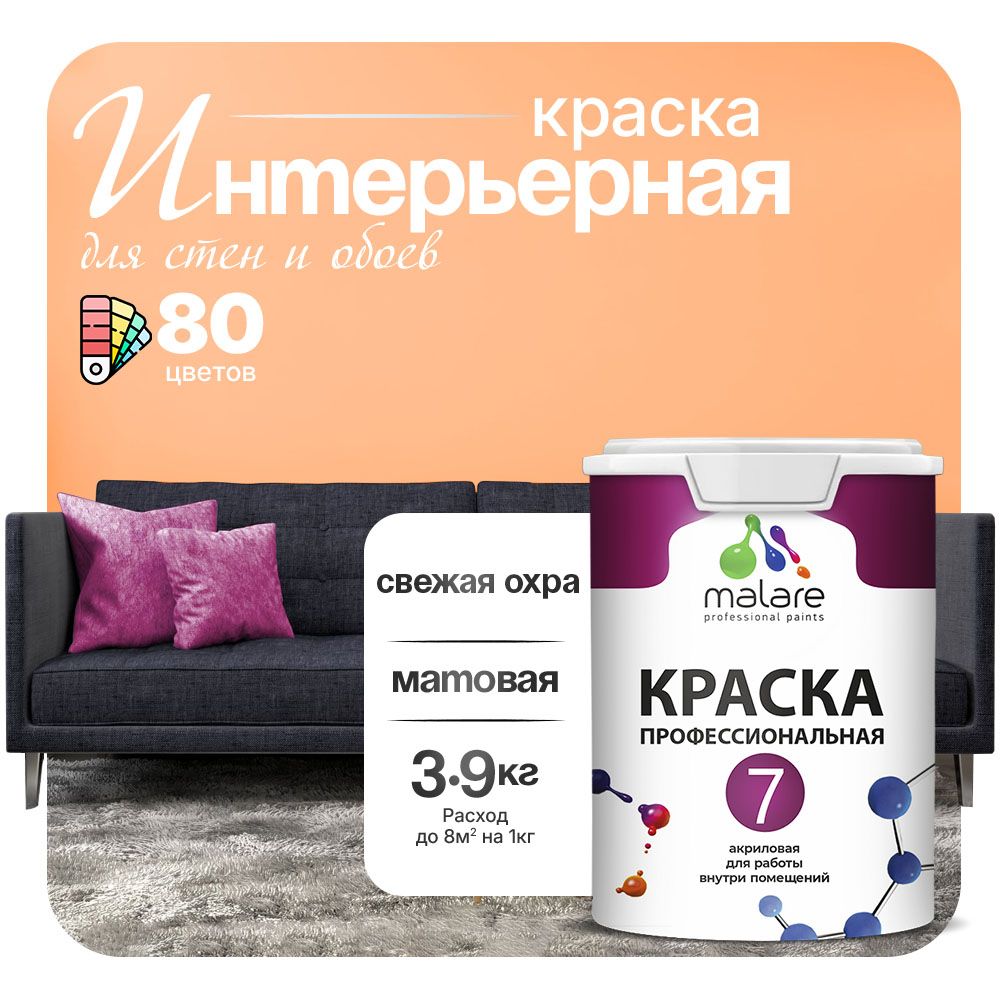 Акриловая краска для стен и обоев Malare ЕВРО 3