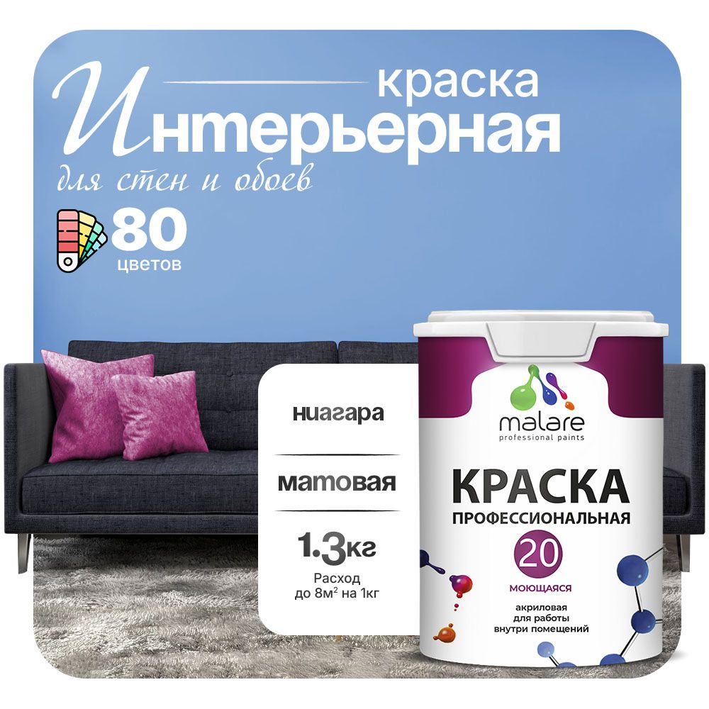 Акриловая краска для стен и обоев Malare ЕВРО 20