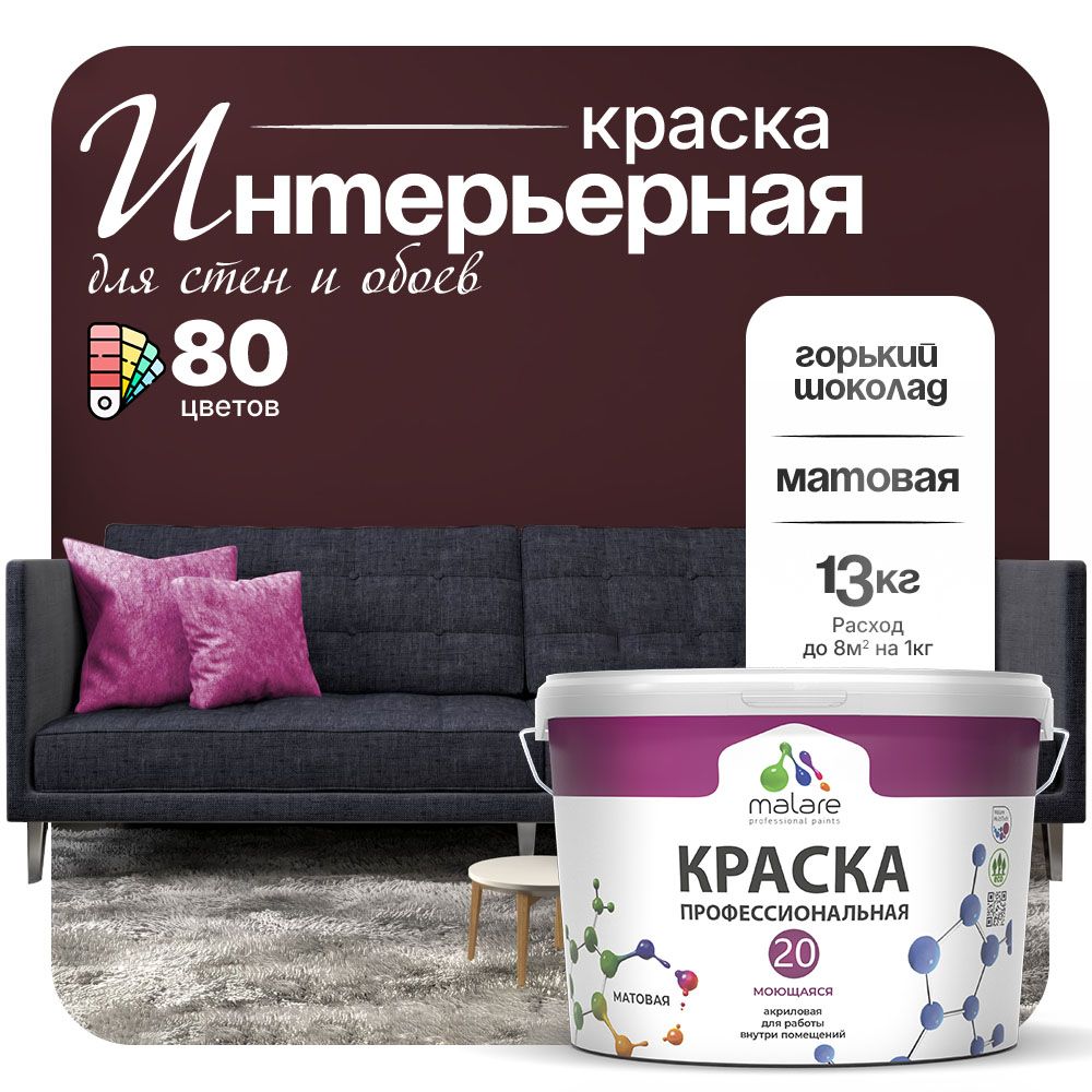 Акриловая краска для стен и обоев Malare ЕВРО 20