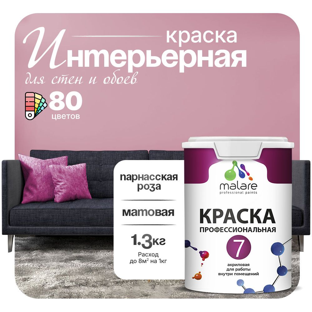 Акриловая краска для стен и обоев Malare ЕВРО 3