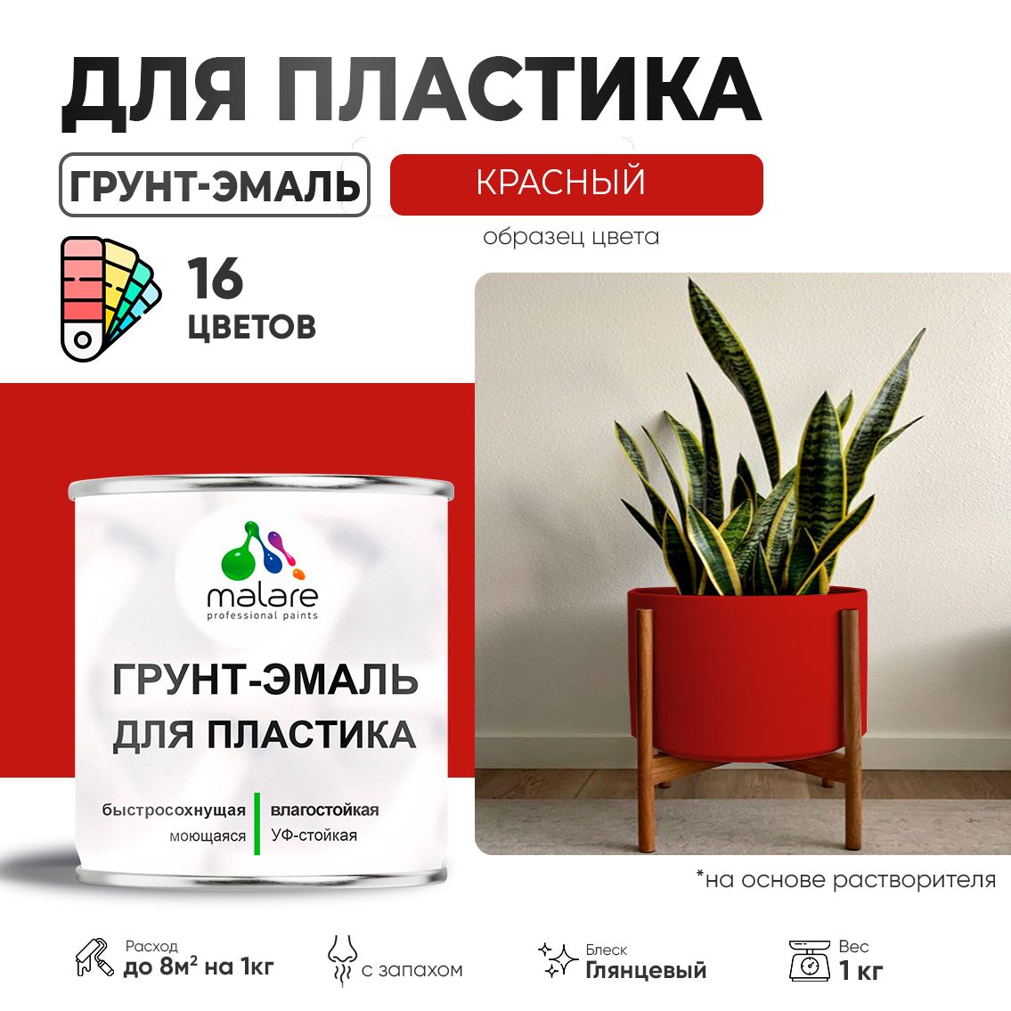 Акрилсополимерная грунт-эмаль 3 в 1 для пластиковых поверхностей Malare