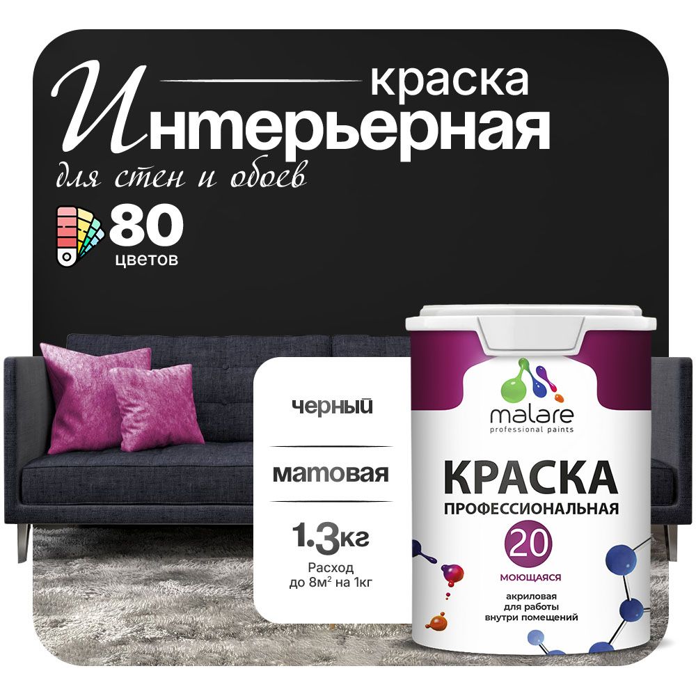 Акриловая краска для стен и обоев Malare ЕВРО 20