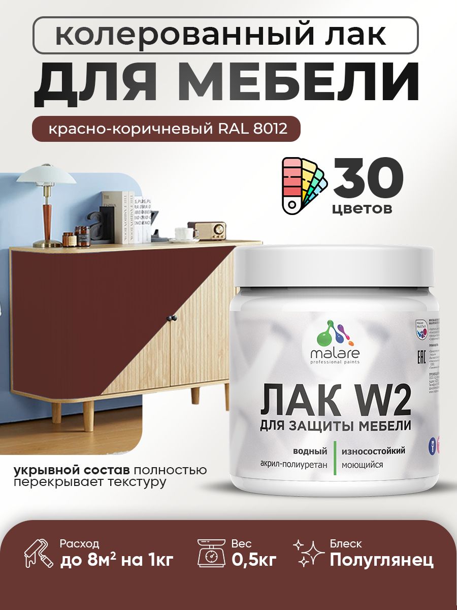 Акриловый водный колерованный лак для мебели и кухонных фасадов Malare W2