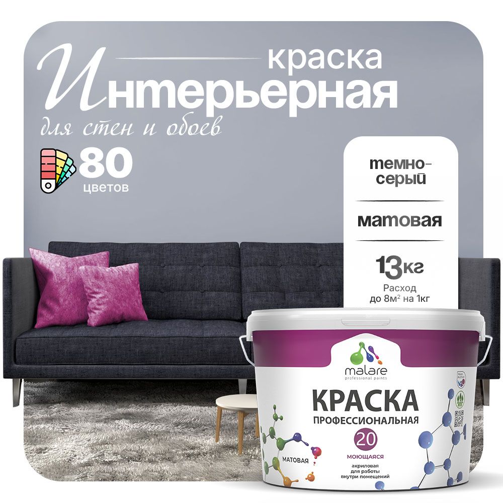 Акриловая краска для стен и обоев Malare ЕВРО 20