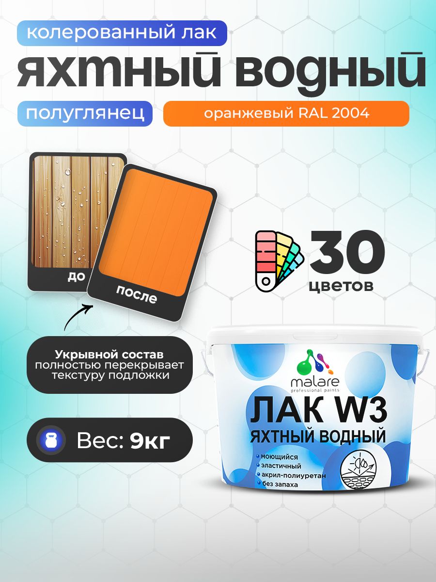 Акриловый водный колерованный яхтный лак Malare W3