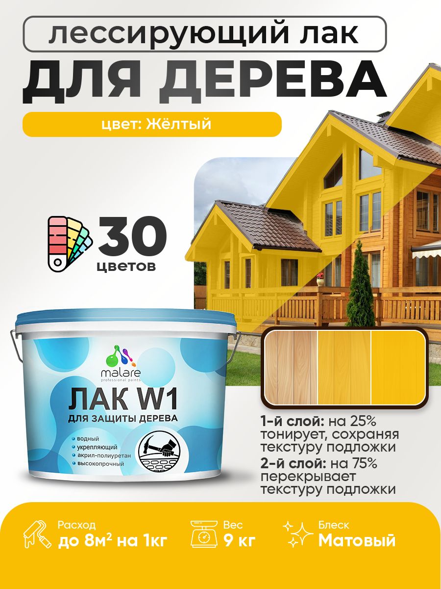 Акриловый водный колерованный лак для деревянных поверхностей Malare W1