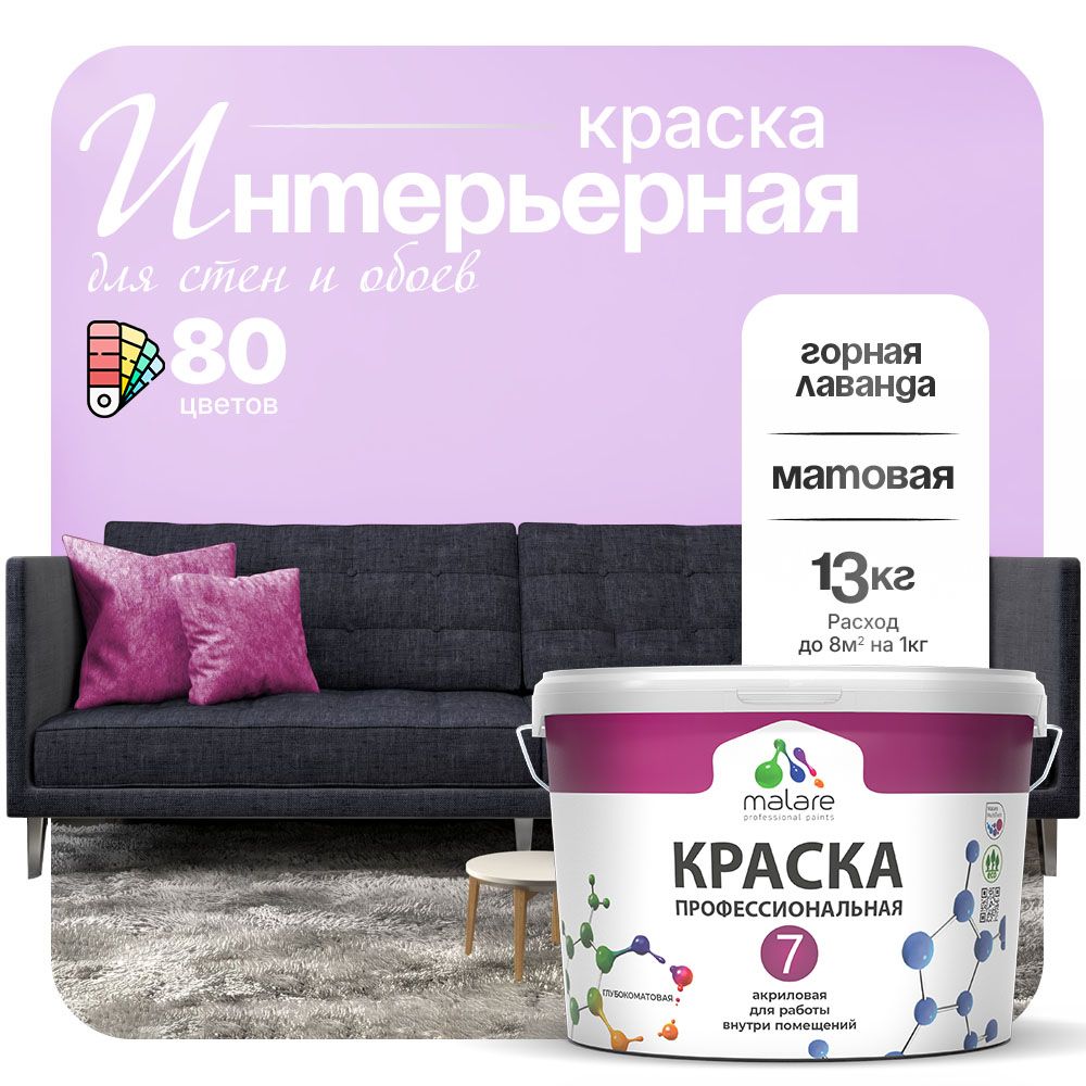 Акриловая краска для стен и обоев Malare ЕВРО 3