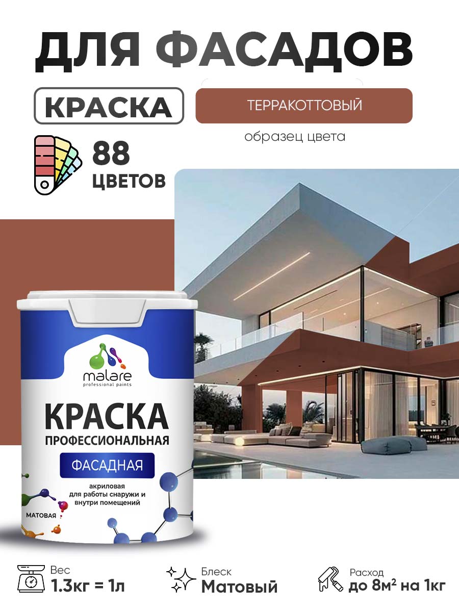 Акриловая фасадная профессиональная краска Malare