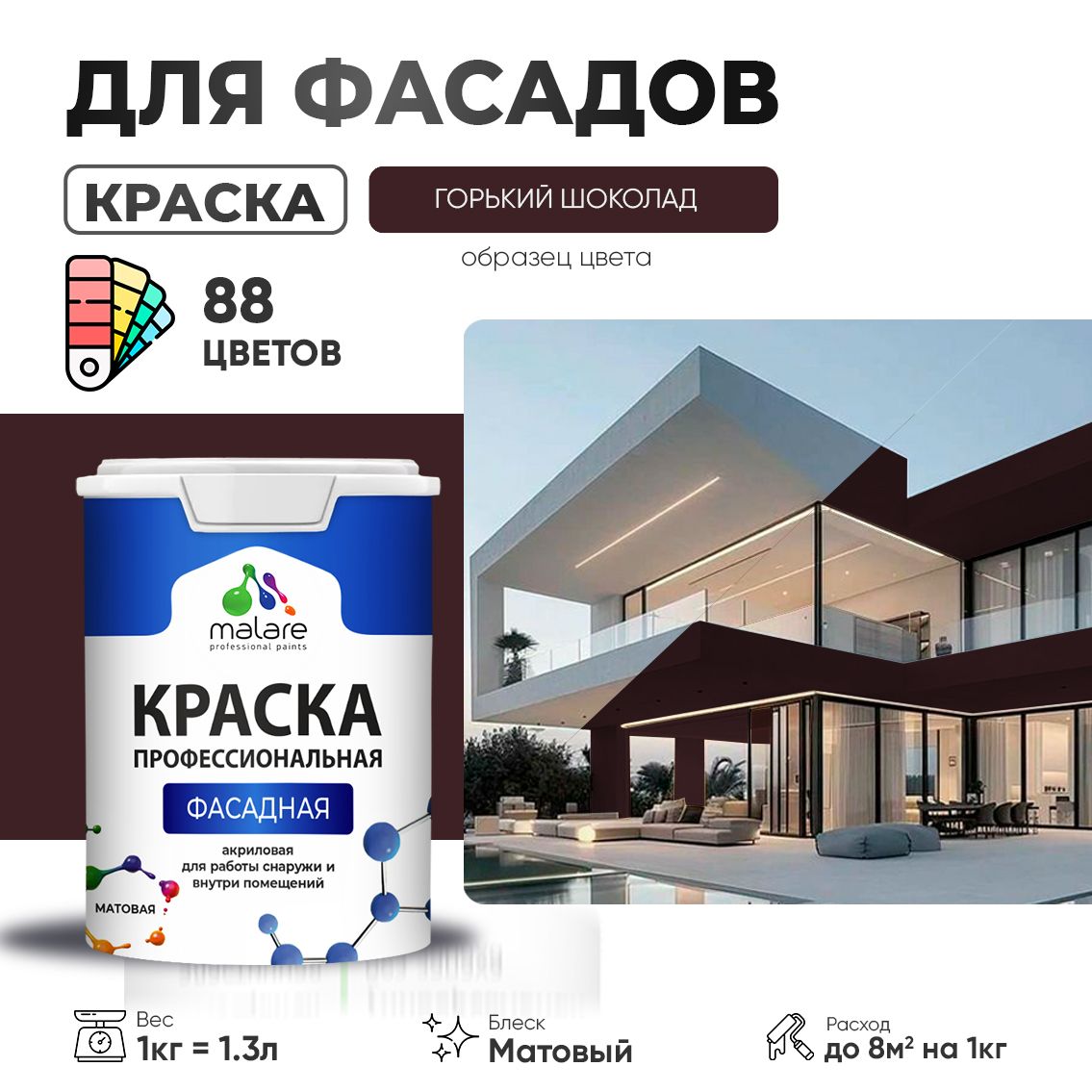 Акриловая фасадная профессиональная краска Malare
