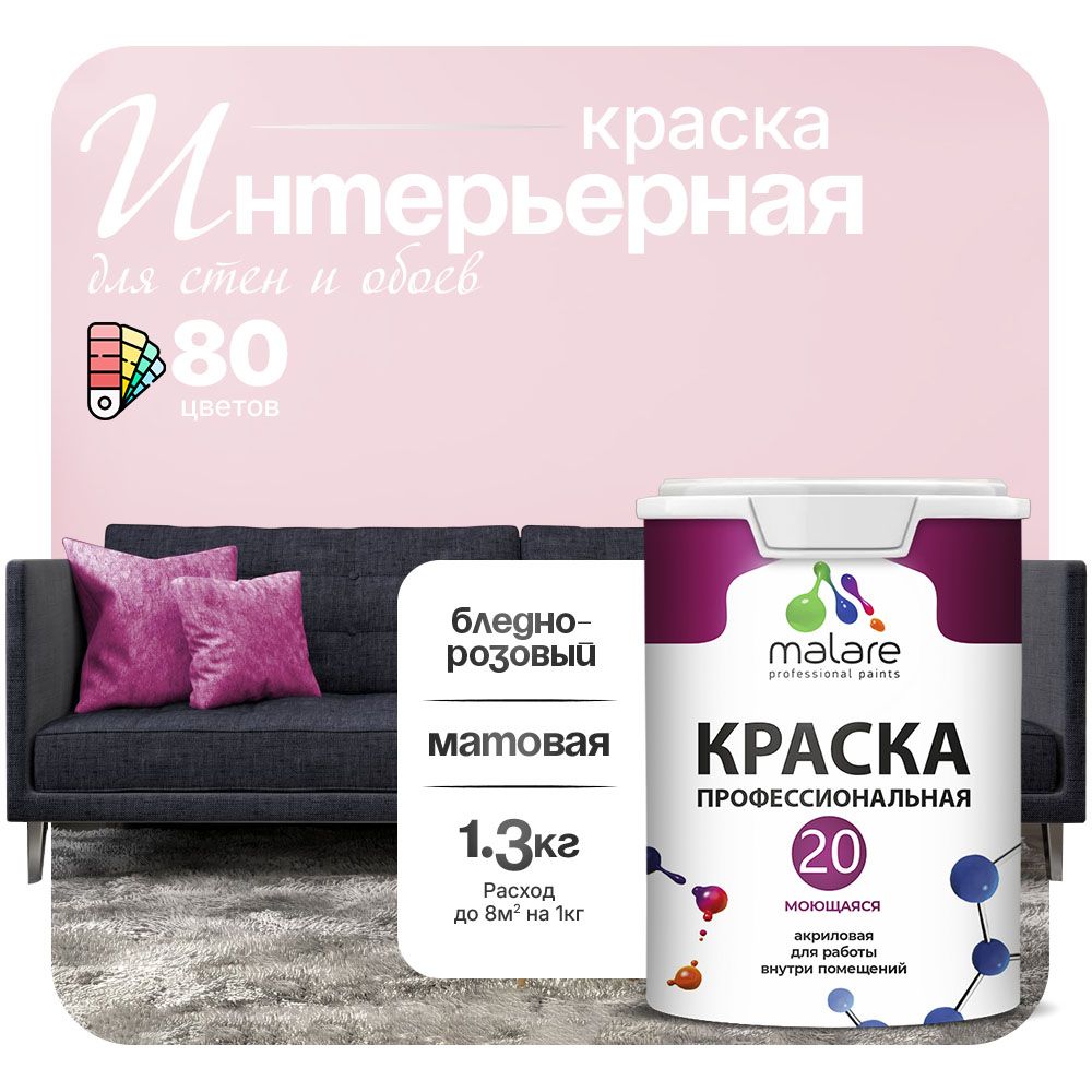 Акриловая краска для стен и обоев Malare ЕВРО 20