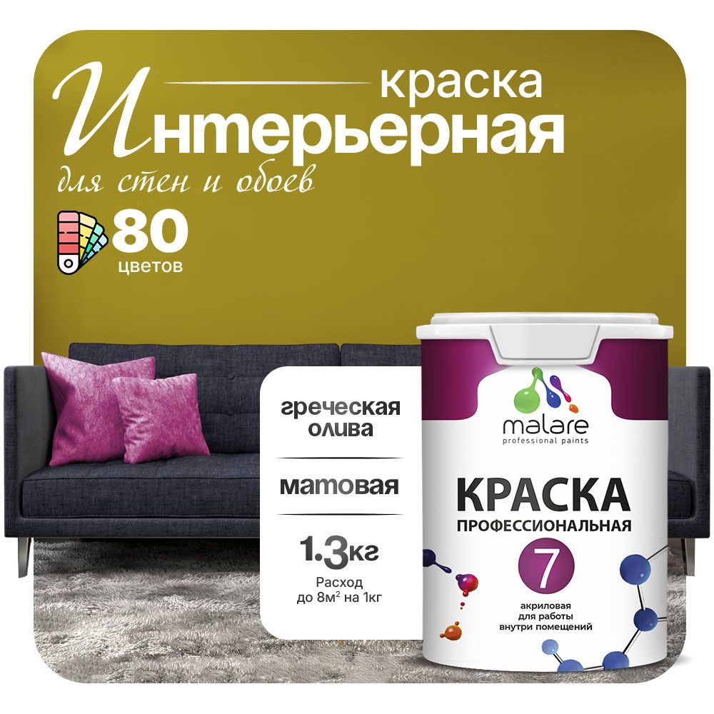 Акриловая краска для стен и обоев Malare ЕВРО 3