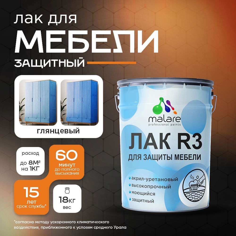 Акрил-уретановый лак для мебели и кухонных фасадов Malare R3