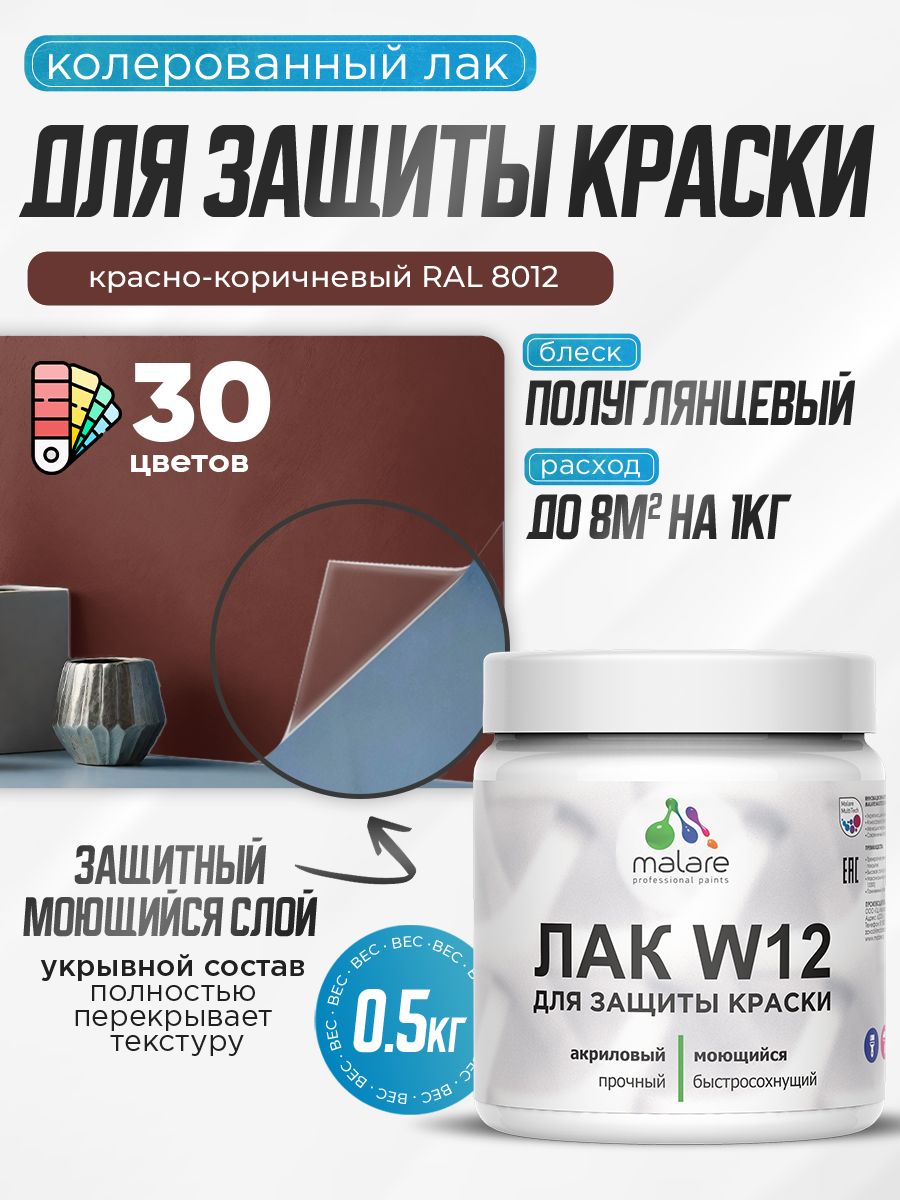 Акриловый водный колерованный лак для защиты краски Malare W12