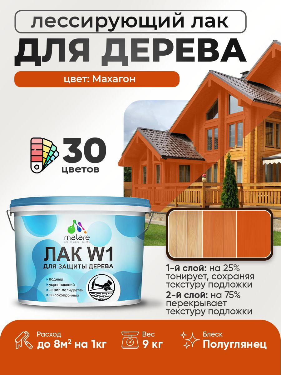 Акриловый водный колерованный лак для деревянных поверхностей Malare W1