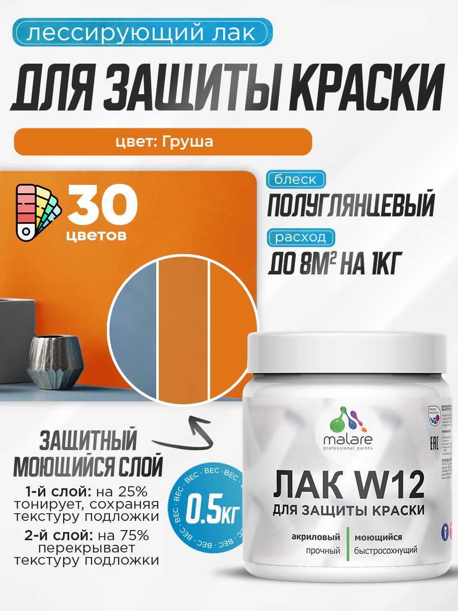 Акриловый водный колерованный лак для защиты краски Malare W12