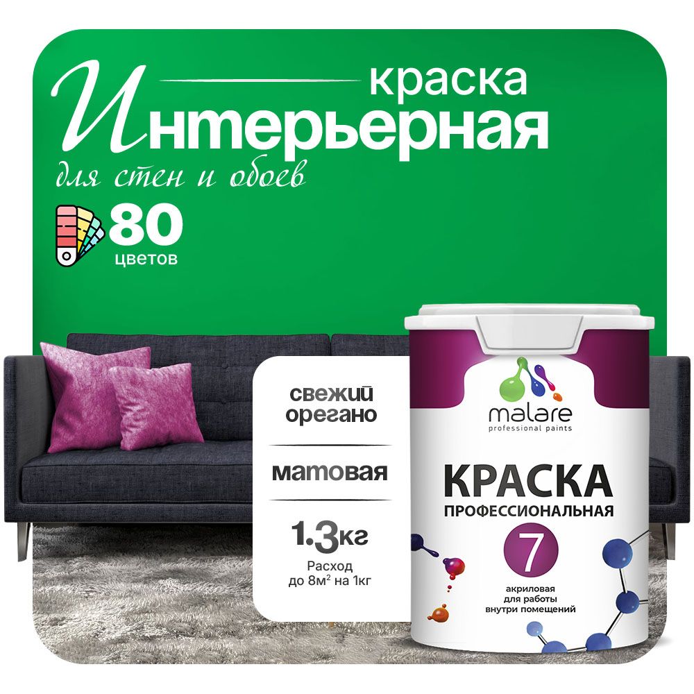 Акриловая краска для стен и обоев Malare ЕВРО 3