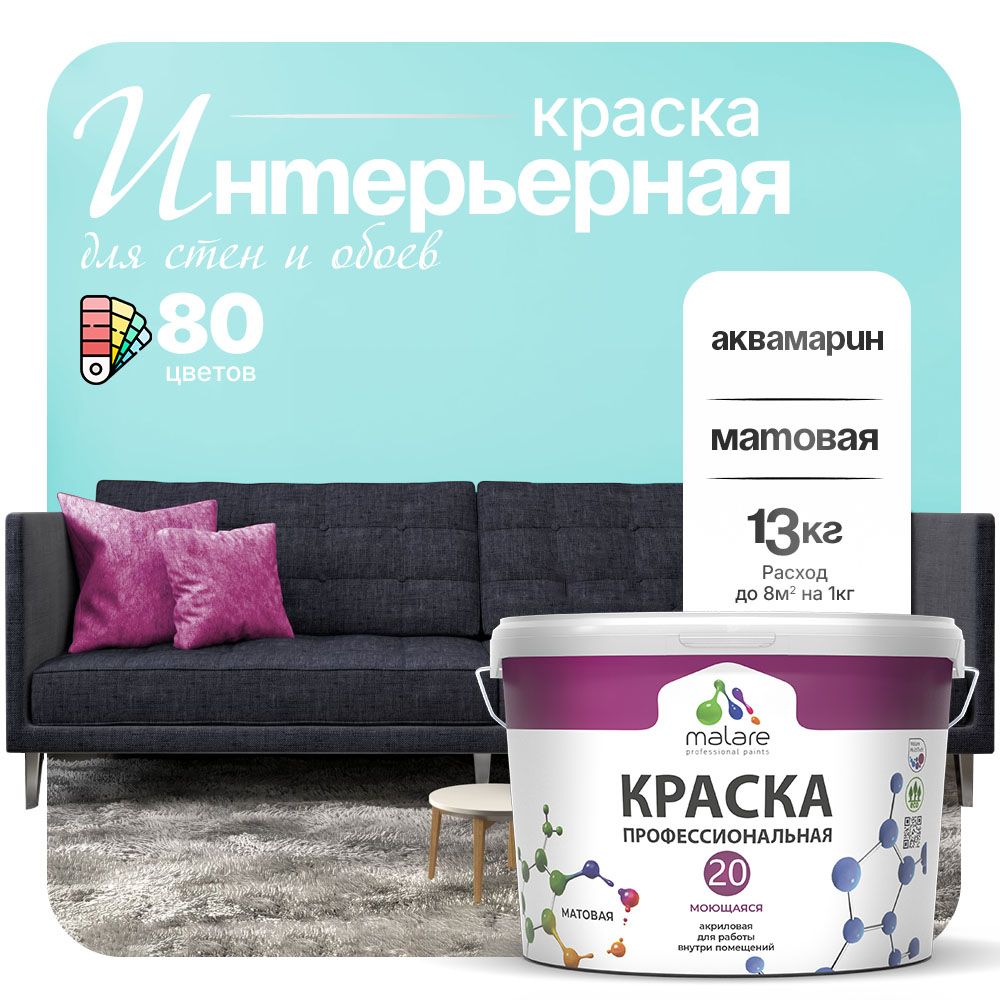 Акриловая краска для стен и обоев Malare ЕВРО 20