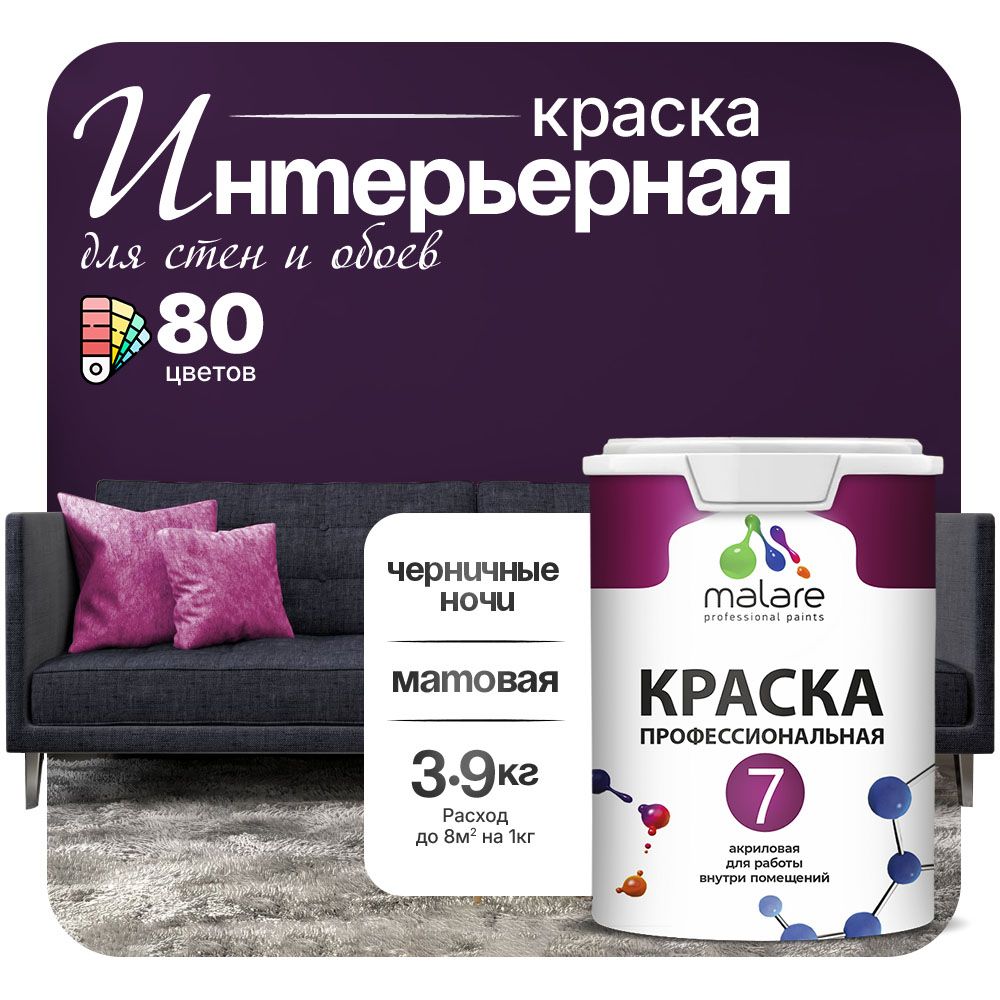 Акриловая краска для стен и обоев Malare ЕВРО 3