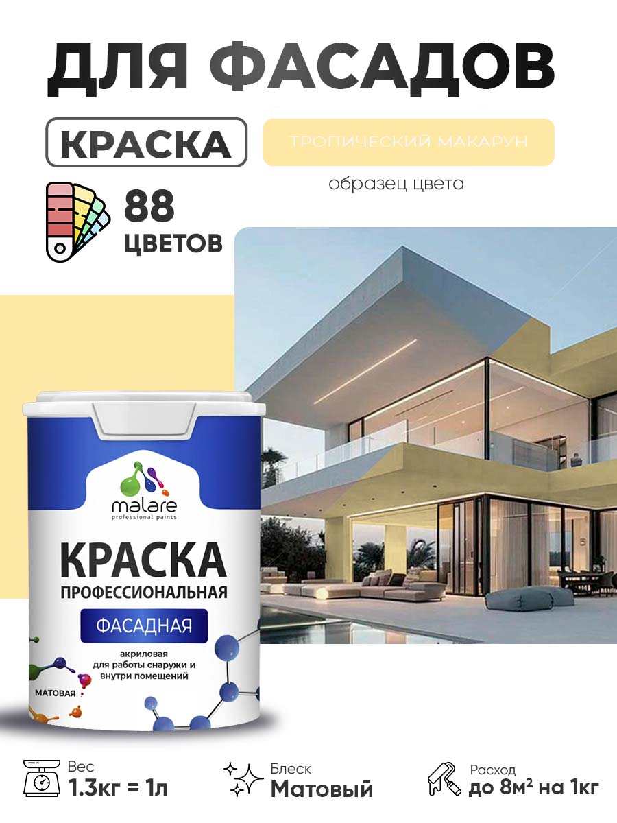 Акриловая фасадная профессиональная краска Malare
