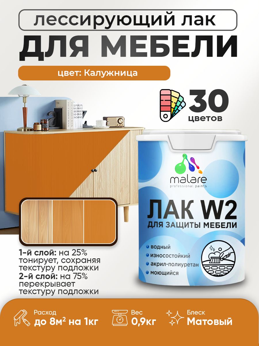 Акриловый водный колерованный лак для мебели и кухонных фасадов Malare W2