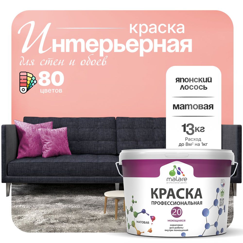 Акриловая краска для стен и обоев Malare ЕВРО 20
