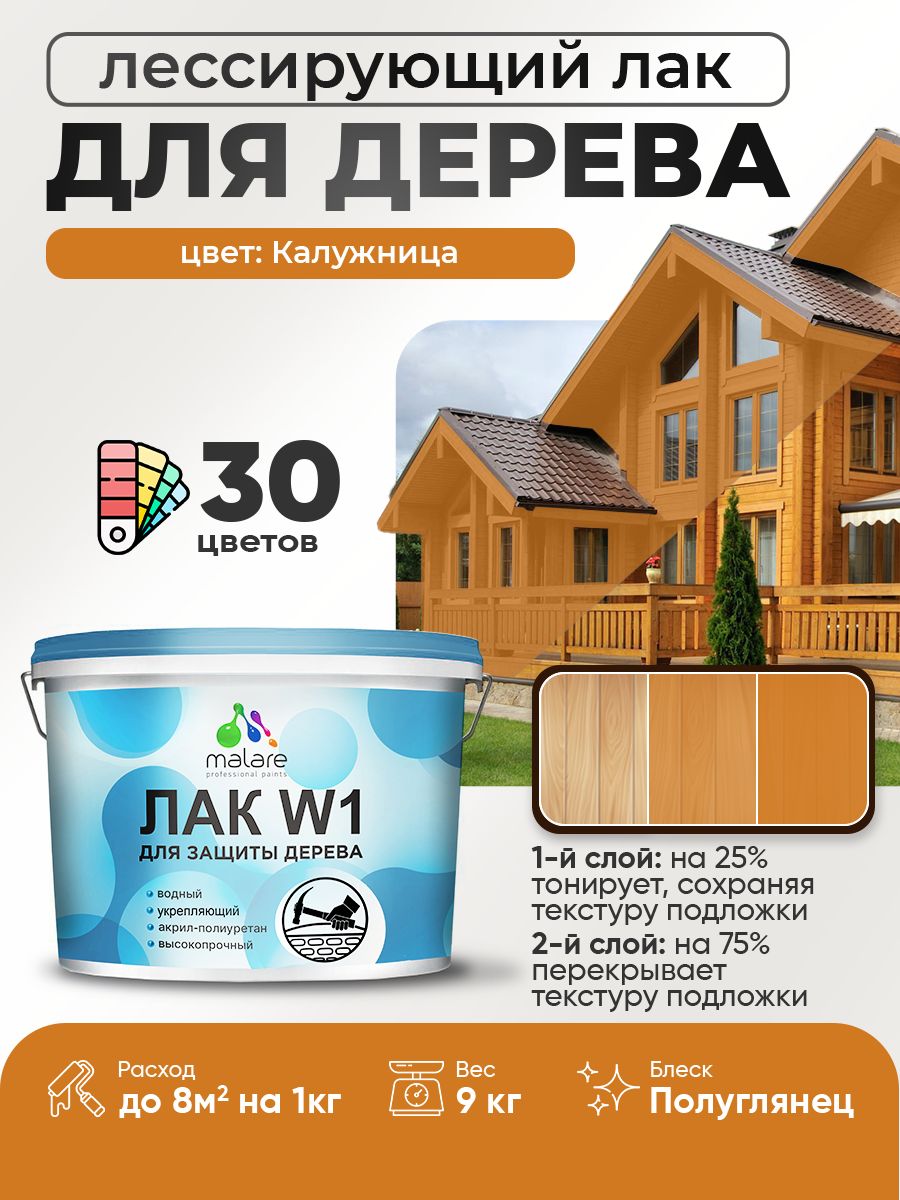 Акриловый водный колерованный лак для деревянных поверхностей Malare W1
