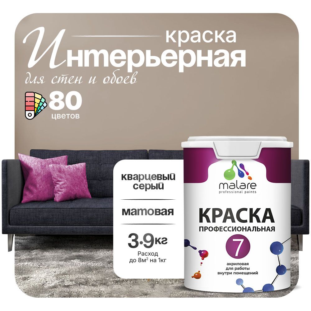 Акриловая краска для стен и обоев Malare ЕВРО 3