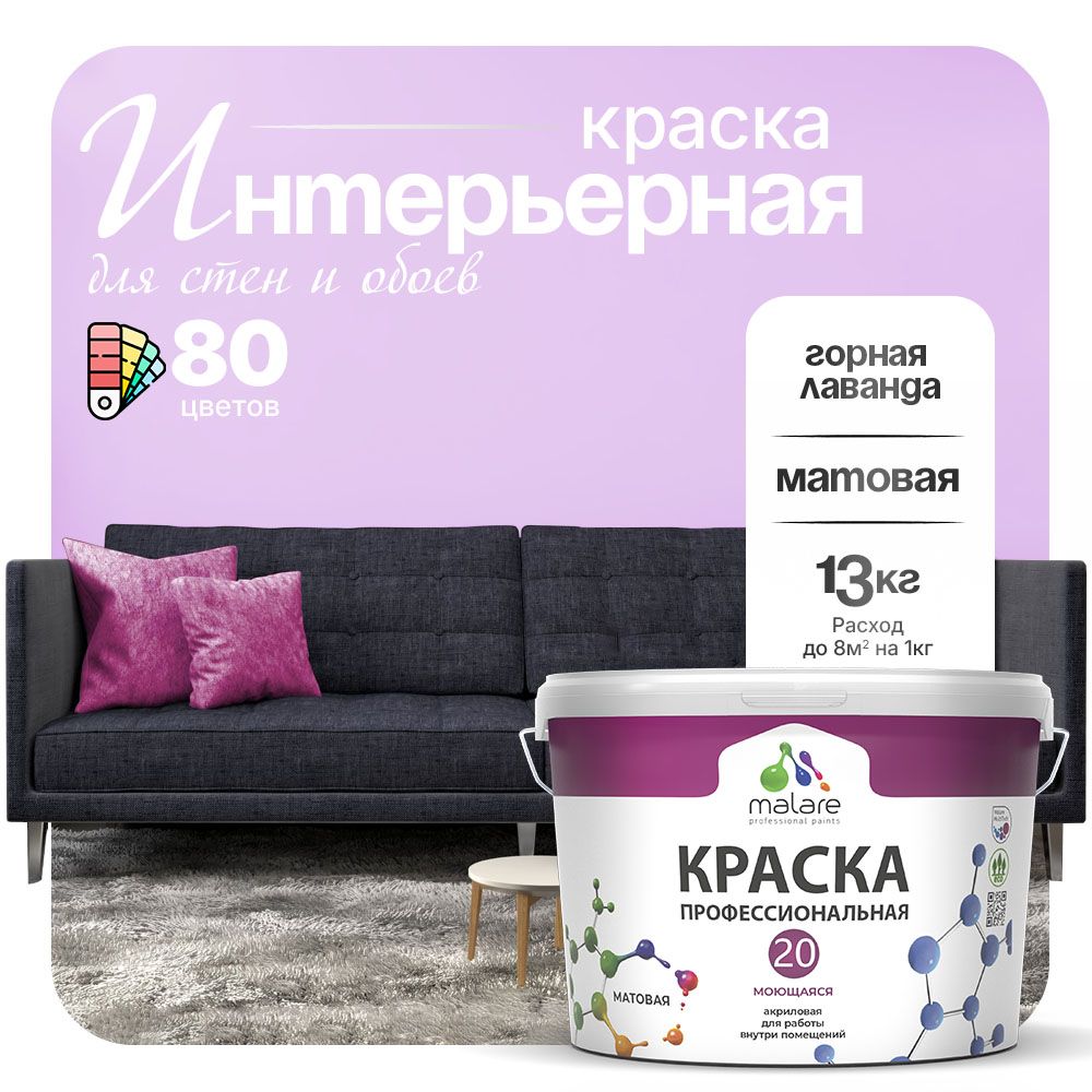 Акриловая краска для стен и обоев Malare ЕВРО 20